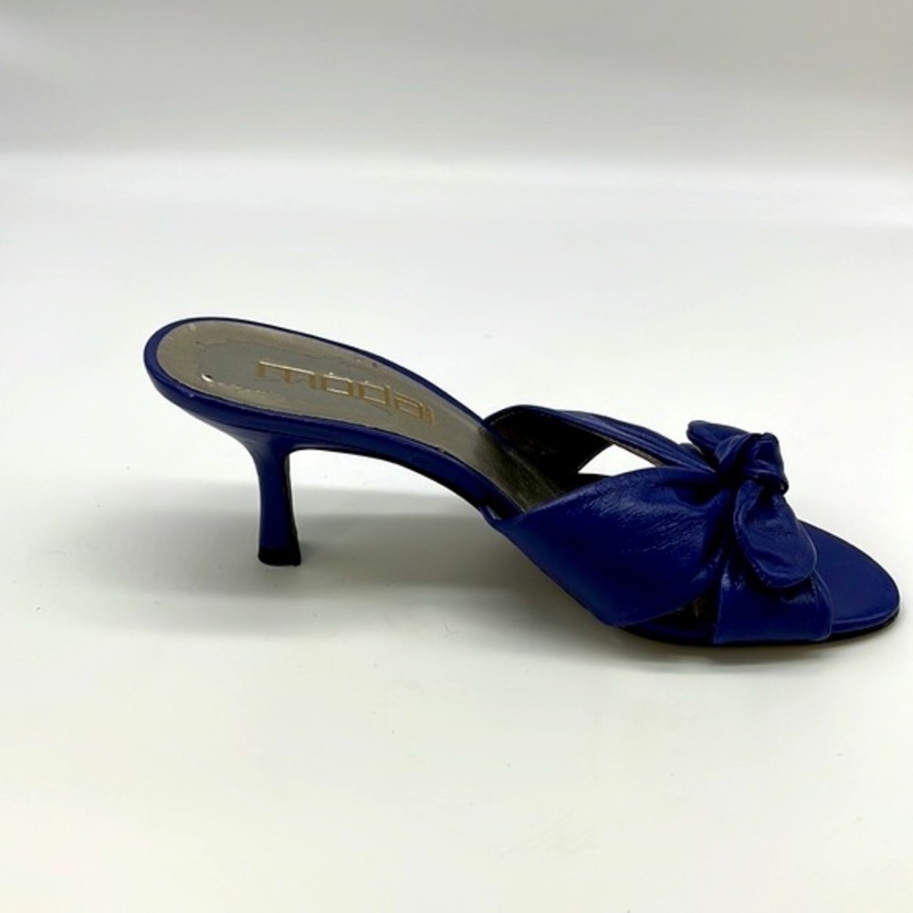 Moda - Bold Blue Leather Knotted Open Toe Heels Size 7 - Picture 11 of 14